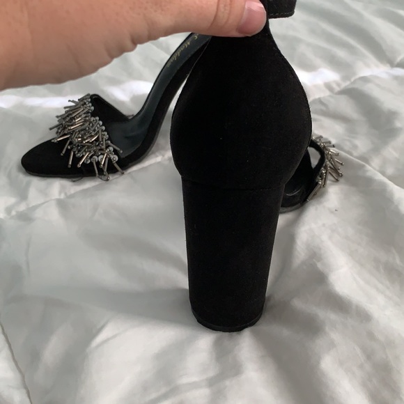 Black Heels with metal beading detail - Picture 4 of 5